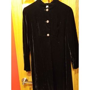 Vintage Long Black Velvet Coat